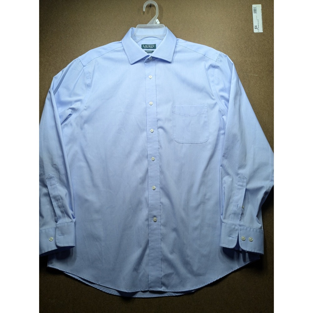 Lauren Ralph Lauren Mens Regular Fit Stretch Dress Shirt Blue 16.5 34/35 L